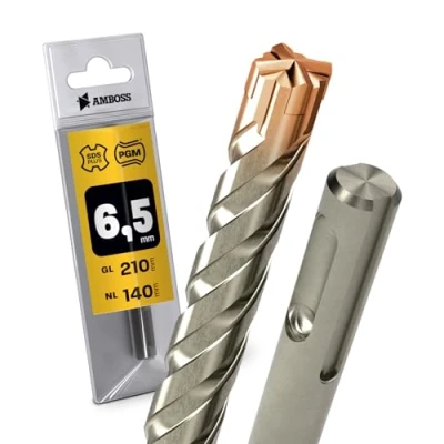 Afbeelding van SDS Plus hamerboor, 4 x snijkanten, PGM, diameter van 6,5 mm 140 mm, hardmetaal, professionele boor steenboor, gewapend beton, metselwerk, baksteen, kalkzandsteen