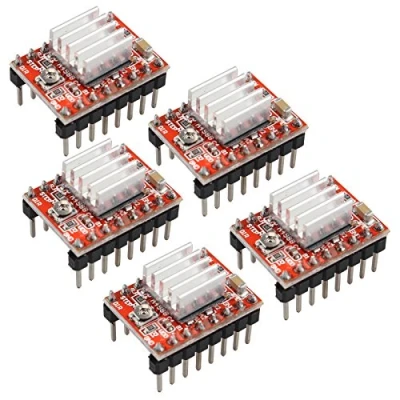 Afbeelding van HALJIA 5 stuks A4988 Stepstick Stepper Motor Driver Module + Koellichaam Compatibel met RepRap 3D printer