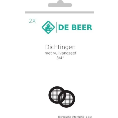Afbeelding van De Beer vuilvangzeef 3/4&quot; m. dichting Santoprene rvs 2 stuks