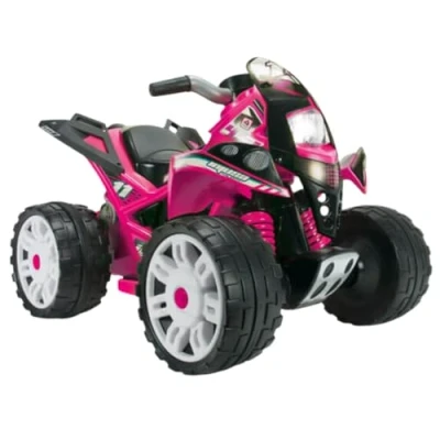 Afbeelding van INJUSA Quad The Beast, elektrische auto op 12V batterij, voor kinderen van 2 tot 4 jaar, gaspedaal, brede wielen met elastiekjes, maximale snelheid 6 km/u, roze