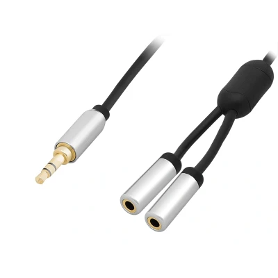 Afbeelding van Splitter 3,5 inch Jack Male naar 2x Female 15 cm Premium Afgeschermd Zwart
