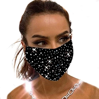 Afbeelding van IYOU glitter kristal mondbedekking zwart herbruikbare gezichtsmaskers bling strass maskerade gezichtsbedekking Halloween Genie kostuum decoratie sieraden voor vrouwen en meisjes