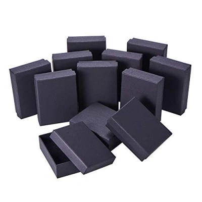 Afbeelding van nbeads 12 StÃ¼ck Karton Schmuck Box Set, Rechteck Kraft Schwarz Pappschachteln Schmuckschatulle Geschenkbox mit Deckel Ring Halskette Geschenke Display FÃ¼r Weihnachten Valentinstag Hochzeiten, 9x7x3cm