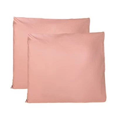 Afbeelding van Paar kussenslopen 100% Pure katoen 65x65 CM, Set van 2 Bed Kussen Stoffen Gemaakt in Italië, Tassluiting, Solid Color, Standaard Maat met Cyprus