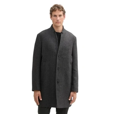 Afbeelding van TOM TAILOR Denim Herenjas met 3 knopen en opstaande kraag, 32525 Grey Big Herringbone Optic, L