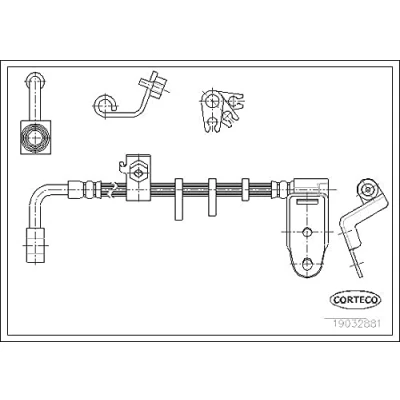 Afbeelding van CORTECO 19032881 Remslang Achteras links 545mm CHRYSLER: Neon I 2.0 16V, 1.8 16V 1994 1999