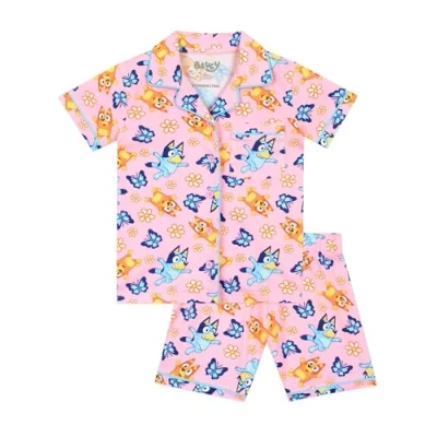 Afbeelding van Bluey Pyjamas Knoopsluiting Meisjes Zomerse Korte Pyjama Voor Roze 128