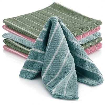 Afbeelding van COM FOUR® 6x microvezeldoek zachte droogdoek huishoudpoetsdoek van microvezel poetsdoek voor glas, keuken en badkamer in matte kleuren (blauw groen roze mat)