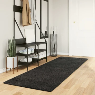 Afbeelding van Vloerkleed shaggy hoogpolig modern 80x250 cm antraciet