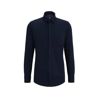 Afbeelding van BOSS Slim Fit Langarm Zakelijk overhemd, Heren, Maat: 46, Dark blue
