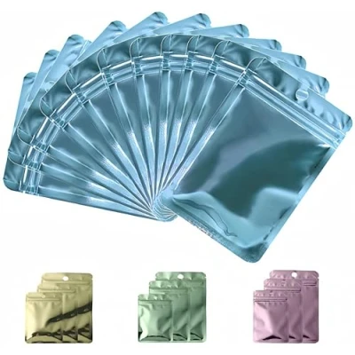 Afbeelding van Rimiko 100 stuks Hersluitbare Aluminium Ritssluiting Zakken, Mylar Folie Zakjes met Rits, Luchtdichte Kleine Platte Zakken voor het Bewaren van Voorwerpen en Voedsel (Metallic Blauw, 8x13cm)