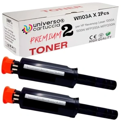 Afbeelding van 2 x 1103A 103A W1103A toner compatibel met HP Neverstop Laser 1000a Wireless 1000w MFP 1200a 1200w zwart (TONER X2)