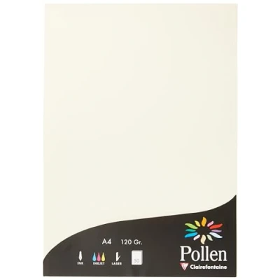 Afbeelding van Clairefontaine Ref 4204C Stuifmeel gekleurd papier (Pack van 50 vellen) A4 (210 x 297mm), 120gsm papier, inkjet &amp; laser printer compatibel, zuurvrij crème