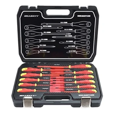 Afbeelding van Haskyy schroevendraaierset, 11 delige, VDE geïsoleerde, 1000 V elektrische sleuf &amp; PH set, magnetische kruis + tips, chroom vanadium staal