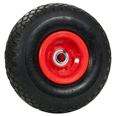 Afbeelding van pro bau tec 11840 Vervanging Wiel voor Zak Kruiwagen Polyurethaan Tubeless Niet Punctie met Bevestigingen Rood