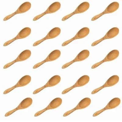 Afbeelding van Kewmayer 20 stuks handgemaakte houten lepels, mini lepel, koffiebonenlepel, specerijen, zout, voor ijs, honing, koffie, thee, drugs