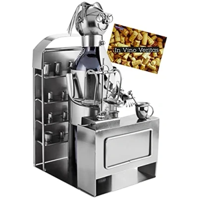 Afbeelding van BRUBAKER Wijnflessenhouder, apotheker, metalen sculptuur, inclusief cadeaukaart
