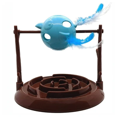 Afbeelding van Doc &amp; Phoebe&#039;s Twirly Bird Snacker Kattenspeelgoed 9.5x22.5x18 cm Blauw One Size