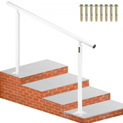 Afbeelding van VEVOR Trapleuningset, 1,5 m leuningen, 0 5 treden, verstelbare hoek, witte aluminium trapleuning voor ouderen, leuningen buitentrapen