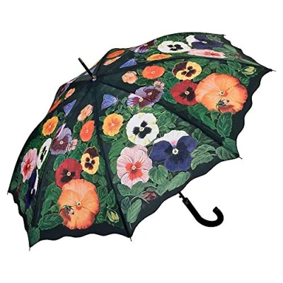 Afbeelding van VON LILIENFELD® Paraplu Automatische Viooltjes Pansies Vrouwen Mannen Motief Art Bloemen