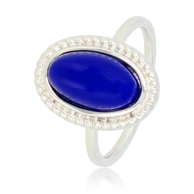 Afbeelding van Vintage ring zilverkleurig Met blauwe steen zilverkleurige Stainless steel design luxe cadeauverpakking