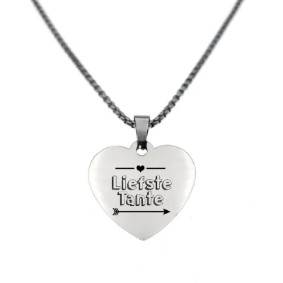 Afbeelding van Ketting RVS Hart Zilver Liefste Tante