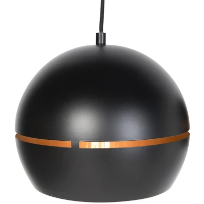 Afbeelding van QAZQA Design hanglamp zwart met gouden binnenkant 3 lichts Buell