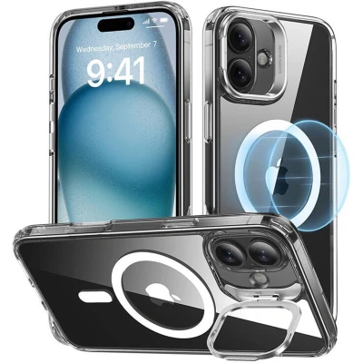 Afbeelding van ESR Hoesje Geschikt voor Apple iPhone 16 Classic Hybrid HaloLock Compatibel met MagSafe en Back Cover Standaard Camera Kickstand Transparant