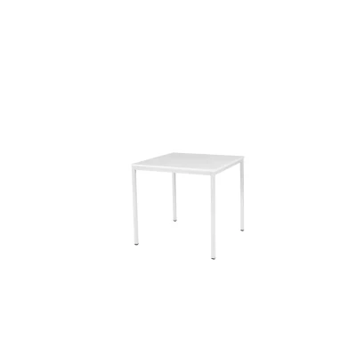 Afbeelding van Domino Basic bureautafel, vaste hoogte met 80x80cm krijtwit 25mm blad en wit (RAL9010) 4 poot frame