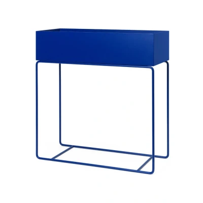 Afbeelding van Ferm LIVING Plant Box plantenbak van metaal voor binnen 25 x 60 cm Donkerblauw