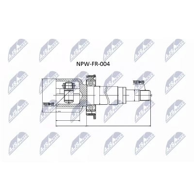 Afbeelding van NTY NPW FR 004 Homokineet Versnellingsbak zijde FORD: Focus 2 Kombi, 2, C Max