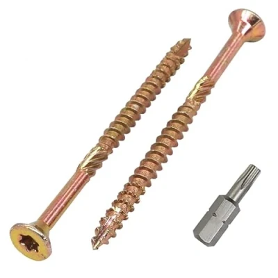 Afbeelding van SKIR&#039;CO (Pack van 50 stuks) Universeel verzinkt staal 4,0 x 60 mm geel houtschroeven, verzonken kop, torx type 17, spaanplaatschroeven (50, mm)