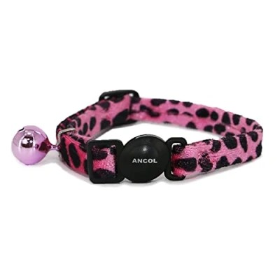 Afbeelding van Ancol Acticat Velvet Luipaardprint Kattenhalsband Roze