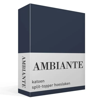 Afbeelding van Ambiante Katoen Splittopper Hoeslaken 180x200 Donker Blauw