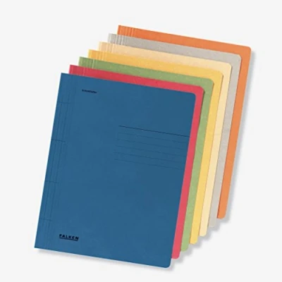Afbeelding van Origineel Falken 10 stuks Snelhechter. Made in Germany. Gemaakt van gerecycled karton voor DIN A4 commercieel en officieel nieten geassorteerde kleuren Blauwe Engel nietmachine