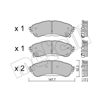 Afbeelding van METELLI 22 1344 0 Remblokkenset Met akoestische slijtagewaarschuwing FORD: Ranger Mk3 (TKE) 2.5 i, 2.0 EcoBlue 4x4
