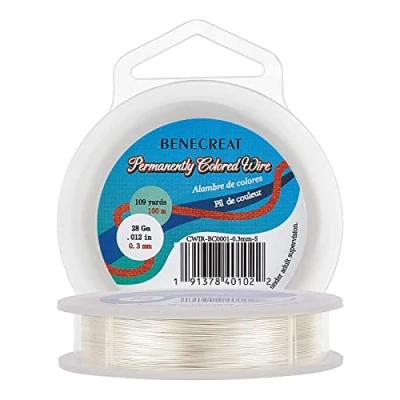 Afbeelding van BENECREAT Aanslagbestendige zilverdraad, 28 gauge (0,3 mm), koperdraad voor het maken van sieraden, 100 m