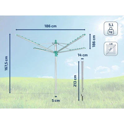 Afbeelding van Leifheit 85285 Linomatic 400 Easy Droogmolen 40 m Drooglengte Turquoise/Zilver