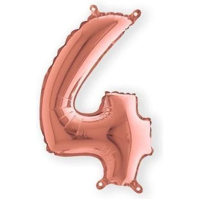 Afbeelding van Folieballon Cijfer 4 Rozegoud Grabo balloon 35cm
