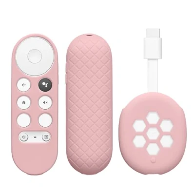 Afbeelding van kwmobile hoes voor afstandsbediening en streamingapparaat Beschermcase geschikt Google Chromecast 2020 4K (not for New Generation) Van silicone in oudroze