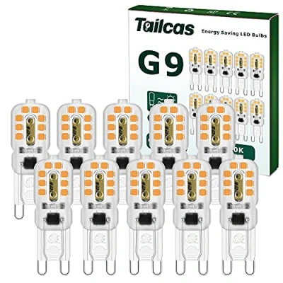 Afbeelding van Tailcas G9 LED lamp, 3 W, warmwit, niet dimbaar, 300 lm, 3000 K, AC/DC 220 240 V, komt overeen met 30 W halogeenlamp, voor kroonluchters, landschapslampen, wandlampen, kastverlichting, 10 stuks