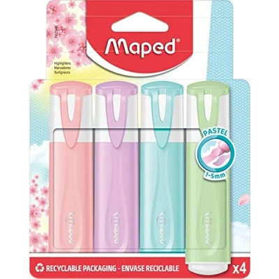 Afbeelding van Maped markeerstift ColorPeps, geassorteerde pastelkleuren, 4 stuks in