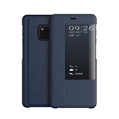 Afbeelding van KANSI Compatibel met Huawei Mate 20 Pro, Smart View Flip hoes + beschermfolie, marineblauw