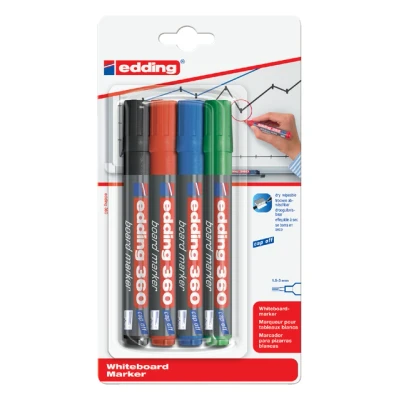 Afbeelding van Viltstift edding 360 whiteboard rond 1.5 3mm assorti blister à 4 stuks