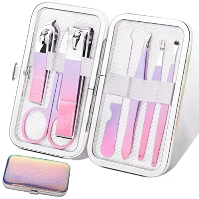 Afbeelding van Manicure Set Vrouwen Nail Clippers Mode Care Tools, Professionele RVS Pedicure Met Reizen Lederen Meisjes Grooming Kits