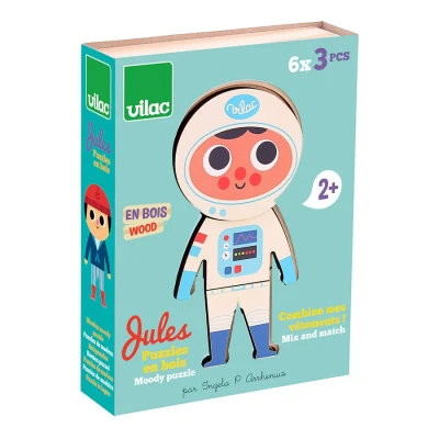 Afbeelding van Vilac puzzel aankleedpop jules 6x3st