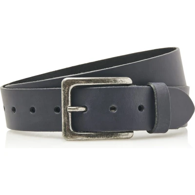 Afbeelding van Timbelt 4cm blauwe riem jeans blauw 100% leder Maat 105 Totale lengte 120 cm