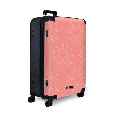 Afbeelding van NoBoringSuitcases.com® Koffer groot Reiskoffer lichtgewicht Roze zonnen patroon Rolkoffer met 4 wielen Grote trolley XL 98 liter bagage