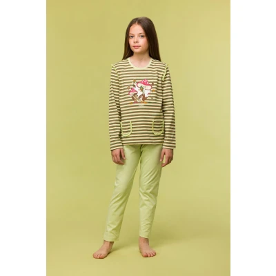Afbeelding van Woody pyjama meisjes eend streep 242 10 PLG S/981 maat 128