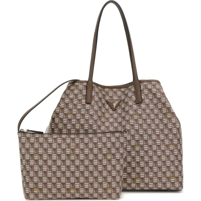 Afbeelding van GUESS Shopper Schoudertas Vikky II Tote Bag Granite Logo Crème